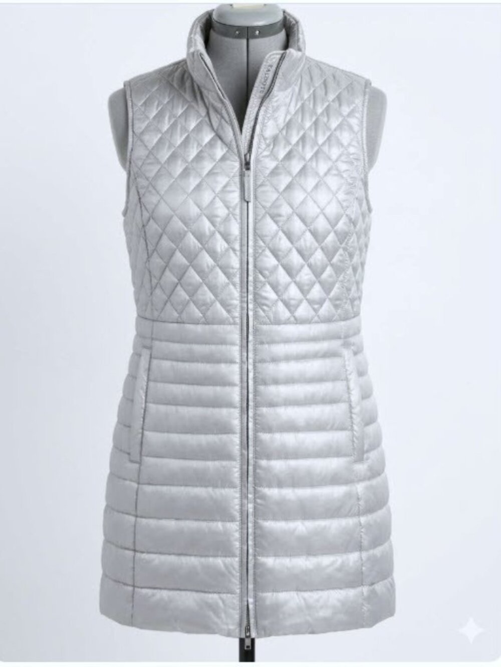 Talbots Silver Longline Puffer Vest